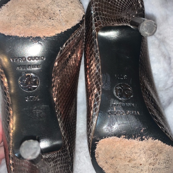 Dolce & Gabbana snakeskin metallic heels 37.5 - Picture 7 of 11